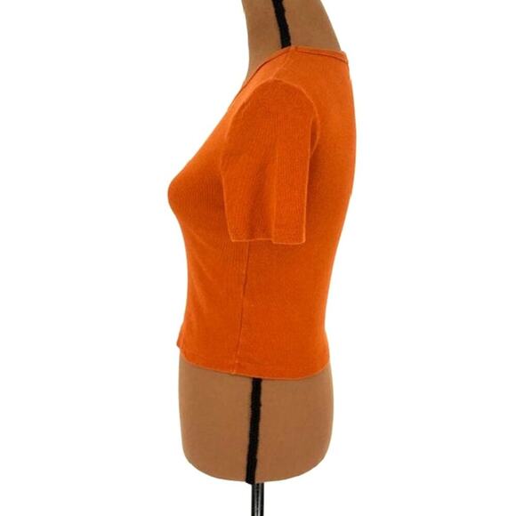 Zara Rust Orange Babydoll Tee in Rubbed Cotton – Size Small - Picture 5 of 6